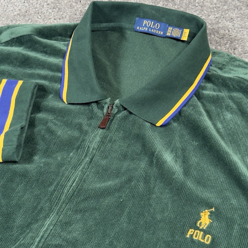 Polo Ralph Lauren Knit Corduroy Track Jacket Men 3XB 3XL Green Premium Preppy